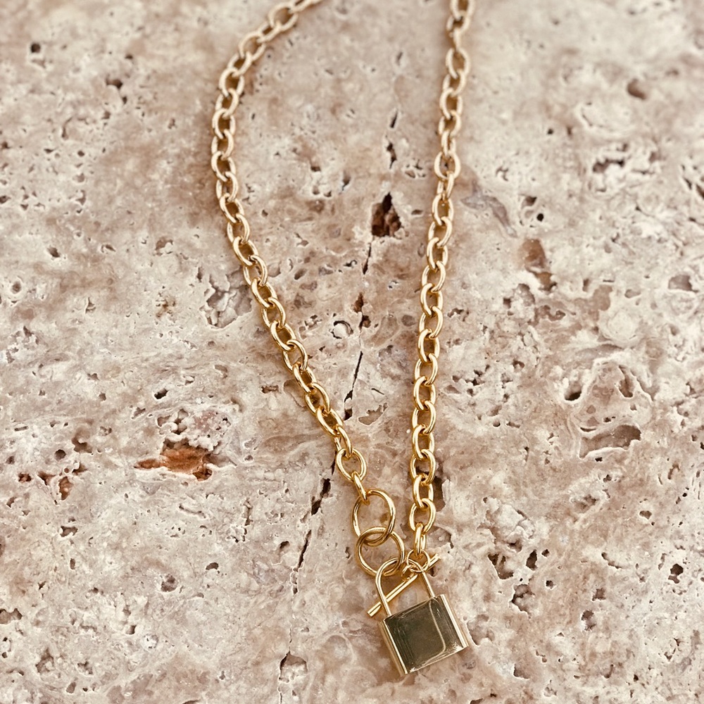 Steel Link Chainmail Necklace Gold Industrial